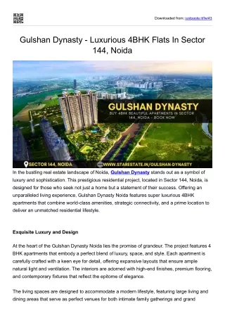 Gulshan Dynasty - Luxurious 4BHK Flats In Sector 144, Noida
