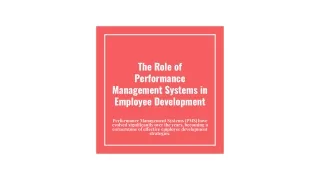 The Role of Performance Management Systems in Employee Development