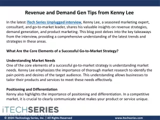 Revenue and Demand Gen Tips from Kenny Lee