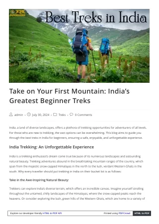 Exploring India's Best Treks: Your Adventure Awaits
