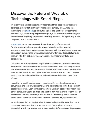 Discover the Future of Wearable Technology with Smart Rings