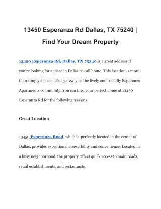 13450 Esperanza Rd Dallas, TX 75240