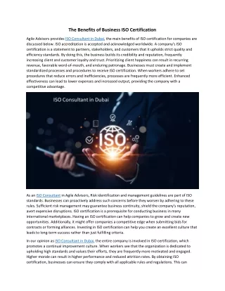 The Benefits of Business ISO Certification