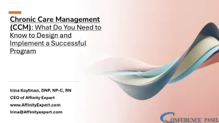 Chronic Care Management What do you need to know to Design and Implement Program