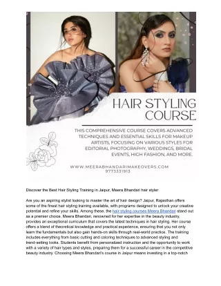Best Hair Styling Training in Jaipur