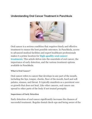 Understanding Oral Cancer Treatment in Panchkula By