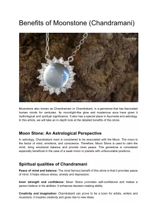 Benefits of Moonstone (Chandramani)