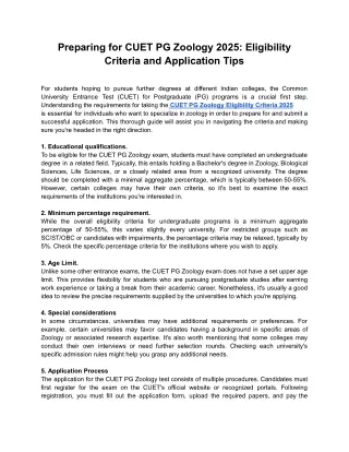 Preparing for CUET PG Zoology 2025_ Eligibility Criteria and Application Tips