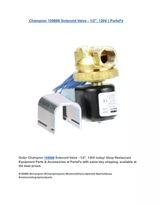 Champion 109886 Solenoid Valve - 12, 120V  PartsFe