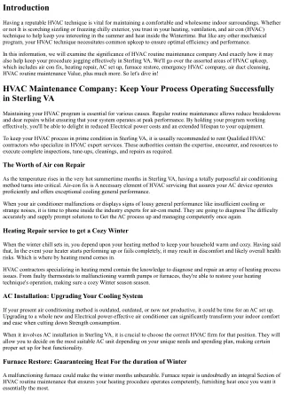 HVAC Routine maintenance Company: Keep Your Process Managing Efficiently in Ster
