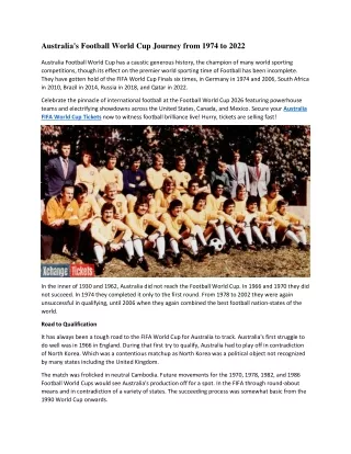 Australia's FIFA World Cup Journey from 1974 to 2022