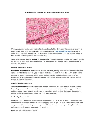 Hand Block Print Fabric Is Revolutionizing Modern Fashion