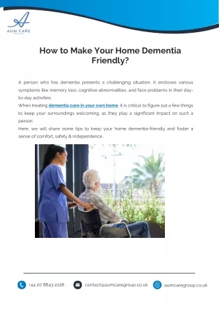 How to Make Your Home Dementia Friendly?