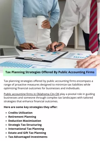 Tax Planning Strategies Offered By Public Accounting Firms