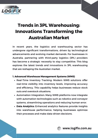 Trends in 3PL Warehousing: Innovations Transforming the Australian Market