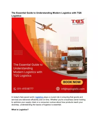 The Essential Guide to Understanding Modern Logistics with TQS Logistics