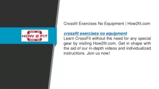 Crossfit Exercises No Equipment  How2fit.com