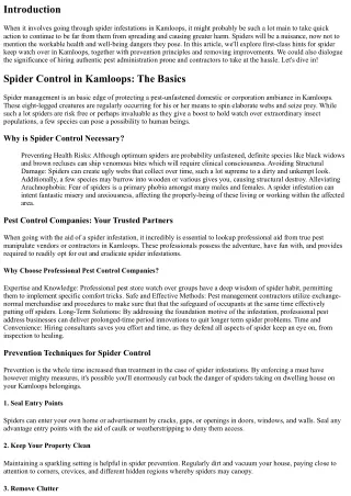 Spider Control in Kamloops: Preventing and Eliminating Spider Infestations