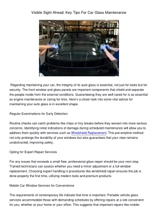 VisibleSightAheadKeyTipsForCarGlassMaintenance609