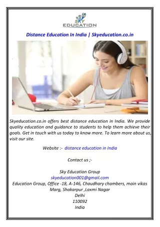 Distance Education In India  Skyeducation.co.in