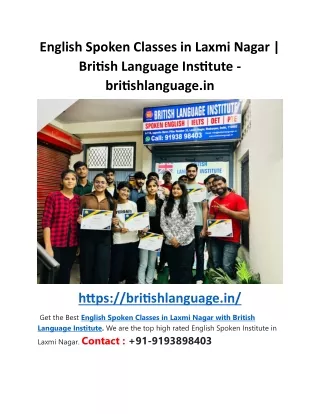 English Spoken Classes in Laxmi Nagar | British Language Institute