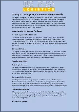 Moving to Los Angeles, CA: A Comprehensive Guide