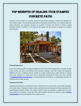 Top Benefits of Sealing Your Stamped Concrete Patio