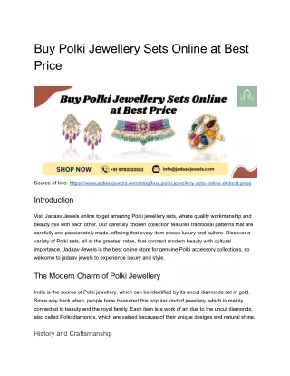 Buy Polki Jewellery Sets Online at Best Price