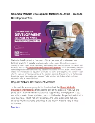 Common Website Development Mistakes to Avoid
