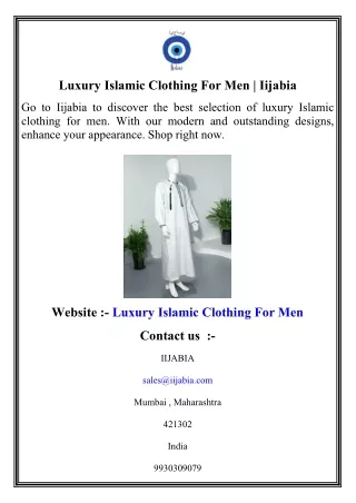 Luxury Islamic Clothing For Men   Iijabia
