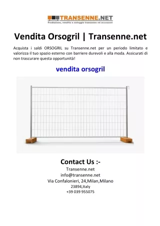 Vendita Orsogril  Transenne.net