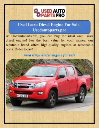 Used Isuzu Diesel Engine For Sale  Usedautoparts.pro