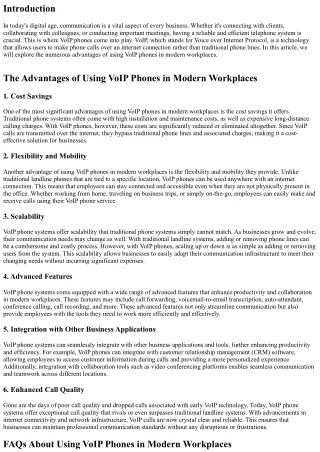 The Advantages of Using VoIP Phones in Modern Workplaces