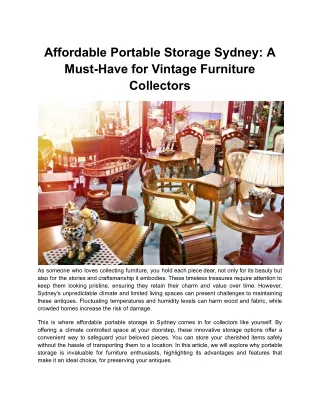 Affordable Portable Storage Sydney: A Must-Have for Vintage Furniture Collectors