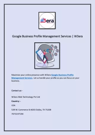 Google Business Profile Management Services | W3era