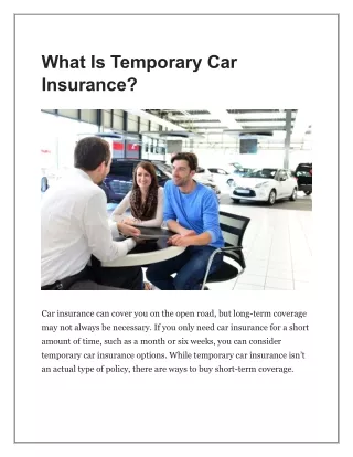 What Is Temporary Car Insurance