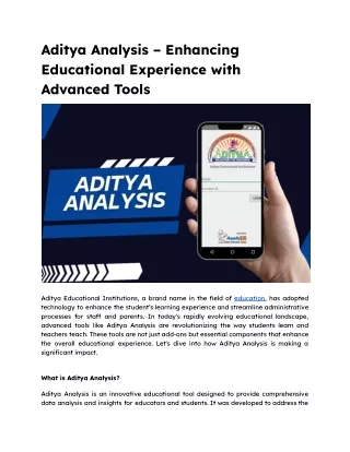 Aditya Analysis – Enhancing Educational Experience with Advanced Tools