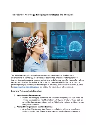 The Future of Neurology: Emerging Technologies and Therapies