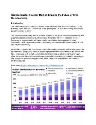 Semiconductor Foundry Market: Crafting the Future of Digital Tech