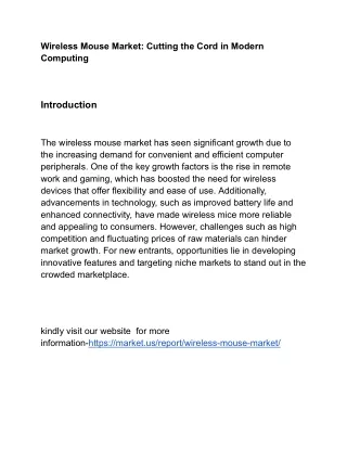 Wireless Mouse Market: Unleashing the Power of Wireless