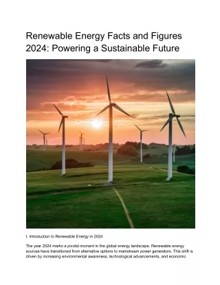 Renewable Energy Facts and Figures 2024- Powering a Sustainable Future