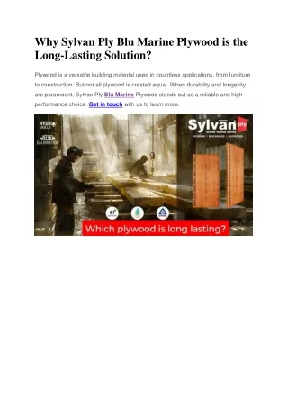 Why Sylvan Ply Blu Marine Plywood is the Long-Lasting Solution?