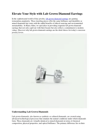 Elevate Your Style with Lab Grown Diamond Earrings