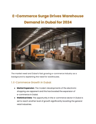 E-Commerce Surge Drives Warehouse Demand in Dubai for 2024