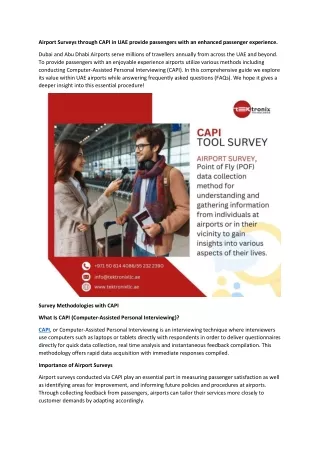 Airport Surveys through CAPI in Dubai