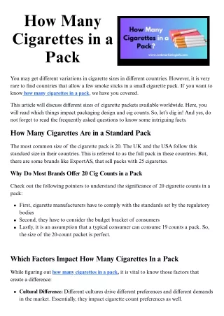 How Many Cigarettes in a Pack