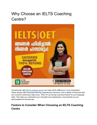 Why Choose an IELTS Coaching Centre