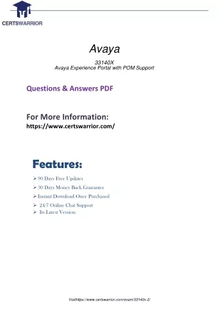 Certswarrior Updated Questions 33140X Exam PDF Dumps