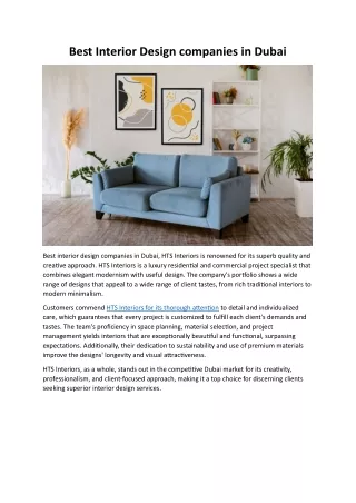 Best Interior Design companies in Dubai