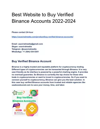 Top Place To Buy Verified Binance Accounts For Sale 2024